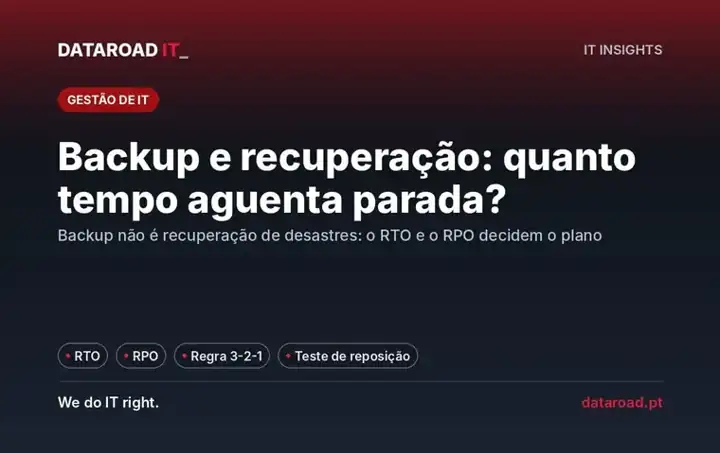 Backup e recuperação de desastres numa PME: RTO, RPO, regra 3-2-1 e testes de reposição regulares — DataRoad