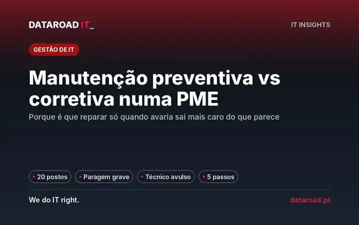 Manutenção preventiva vs corretiva: o custo real numa PME de 20 postos e como mudar em cinco passos — DataRoad