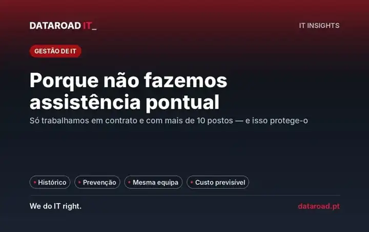 Assistência informática pontual vs contrato IT Unlimited: porque só trabalhamos em contrato — DataRoad