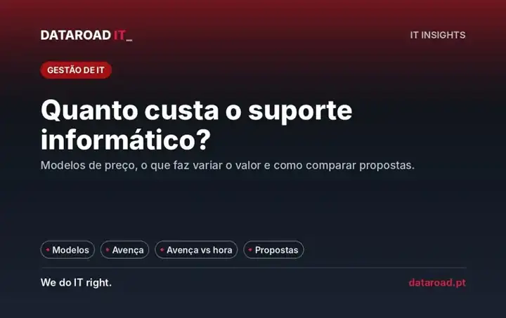 Custo do suporte informático para empresas: modelos de preço, avença ou à hora e como comparar propostas — DataRoad