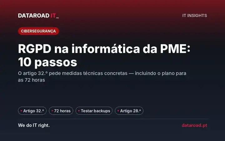 RGPD na informática: 10 passos técnicos que a PME tem de garantir, incluindo as 72 horas — DataRoad