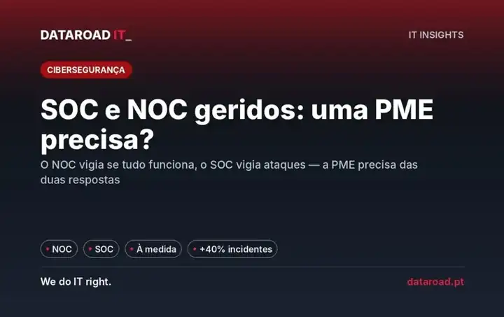 SOC e NOC geridos: o que são, em que diferem e se uma PME de 10 a 200 postos precisa — DataRoad