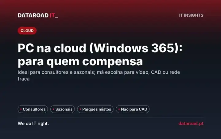 Windows 365: para quem compensa o PC na cloud — consultores, sazonais e equipas sem escritório — DataRoad